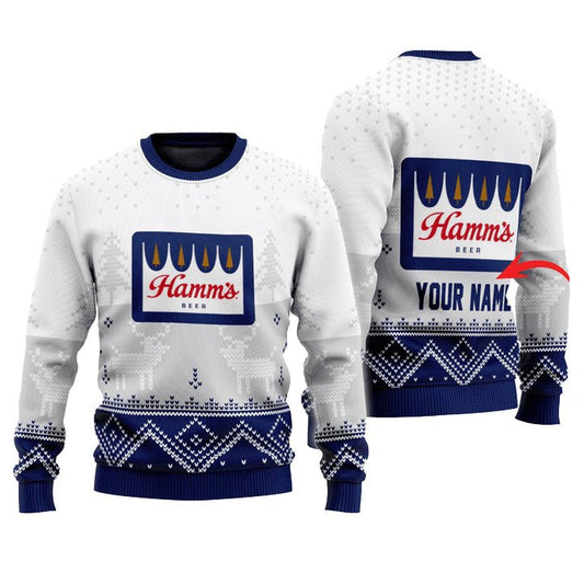 Personalized Hamm's Winter Reindeer Ugly Sweater - VinoVogue.com