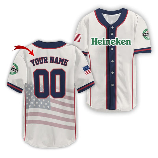 Personalized Heineken Diamond League Americana Baseball Jersey - VinoVogue.com