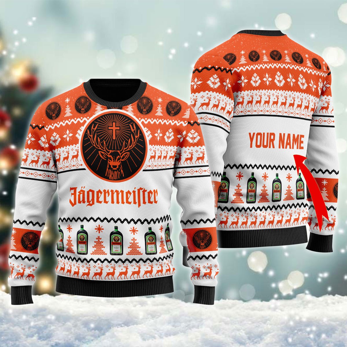 Personalized Jagermeister Christmas Ugly Sweater - VinoVogue.com