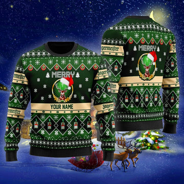 Personalized Jagermeister Merry Christmas Ugly Sweater - VinoVogue.com