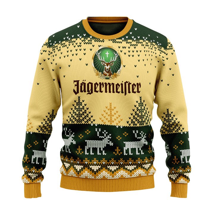 Personalized Jagermeister Reindeer Christmas Ugly Sweater - VinoVogue.com