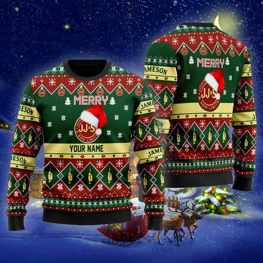 Personalized Jameson Merry Christmas Ugly Sweater - VinoVogue.com