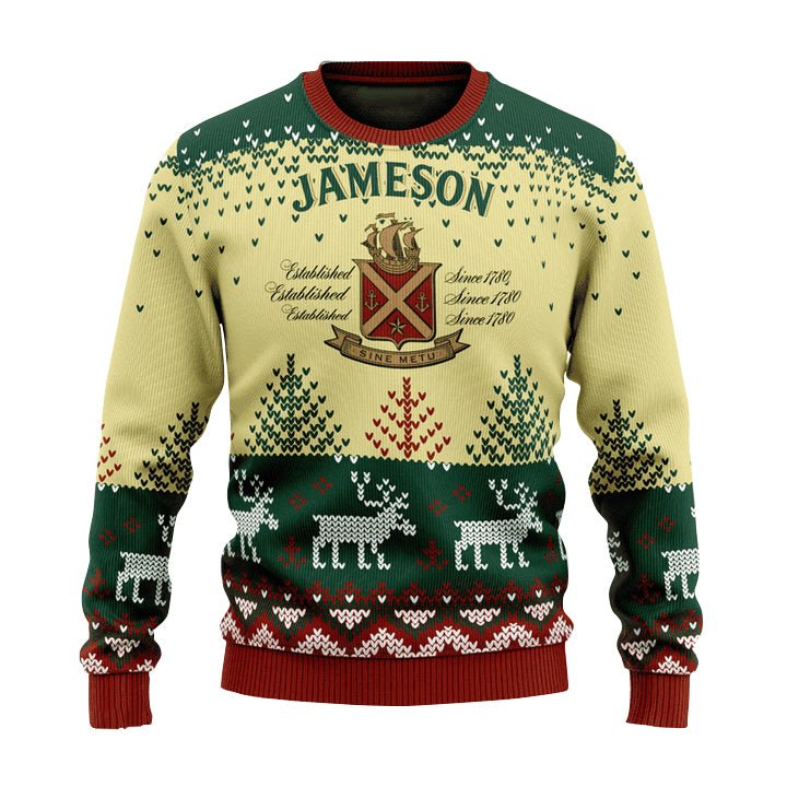 Personalized Jameson Reindeer Christmas Ugly Sweater - VinoVogue.com