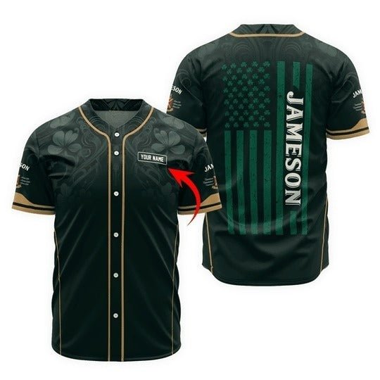 Personalized Jameson St Patrick's USA Flag Baseball Jersey - VinoVogue.com