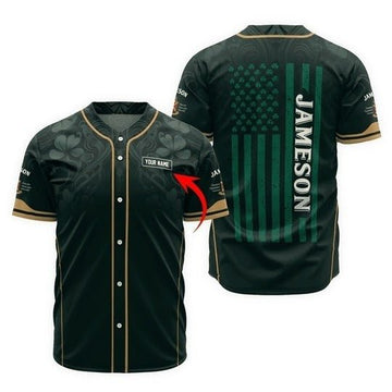 Personalized Jameson St Patrick's USA Flag Baseball Jersey - VinoVogue.com