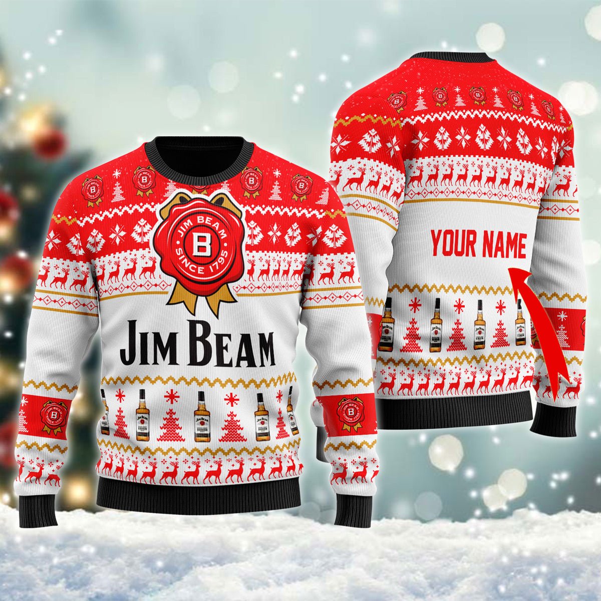 Personalized Jimbeam Christmas Ugly Sweater - VinoVogue.com