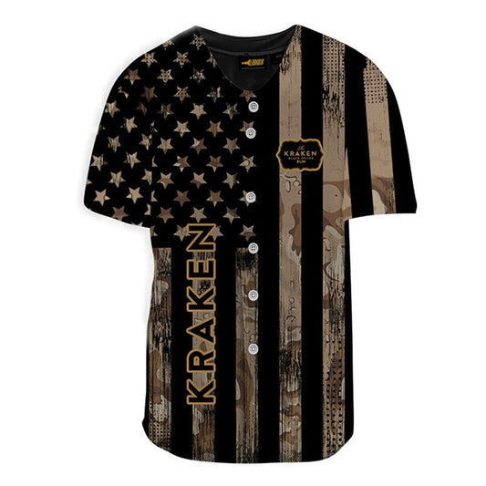 Personalized Kraken Rum Brown American Flag Jersey Shirt - VinoVogue.com