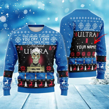 Personalized Michelob Ultra Funny Skeleton Ugly Sweater - VinoVogue.com