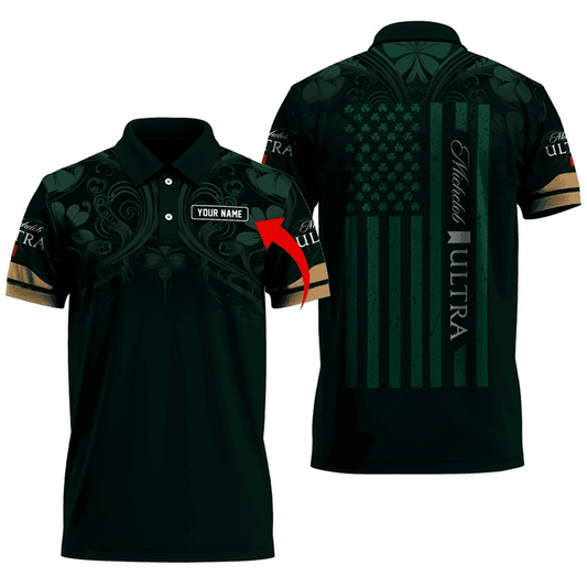 Personalized Michelob Ultra St Patrick's USA Flag Polo Shirt - VinoVogue.com