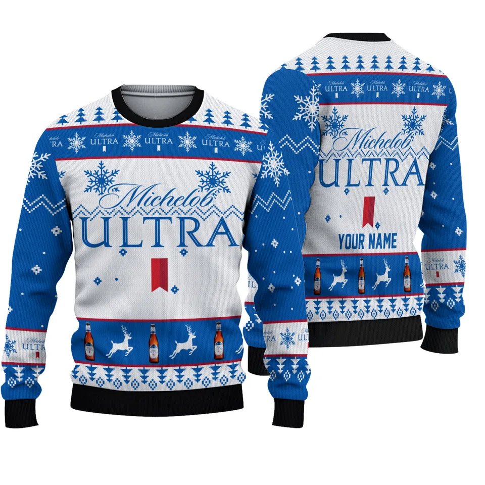 Personalized Michelob Ultra Winter Ugly Sweater - VinoVogue.com