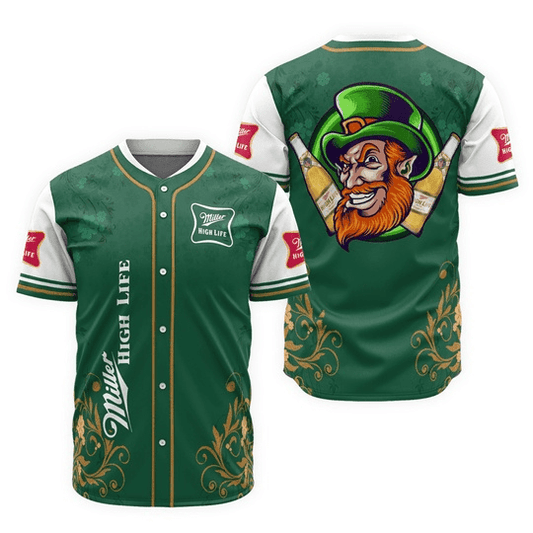 Personalized Miller High Life St Patrick's Elf Baseball Jersey - VinoVogue.com