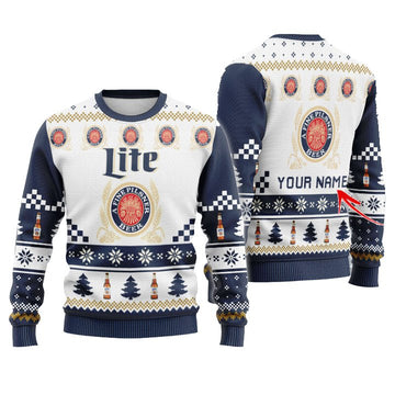 Personalized Miller Lite Christmas Star Ugly Sweater - VinoVogue.com