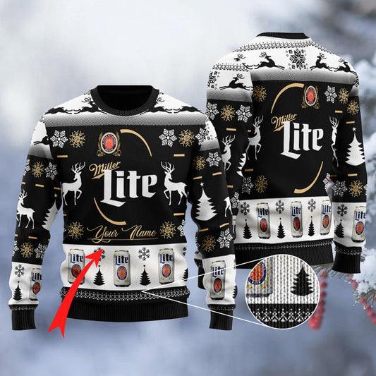 Personalized Miller Lite Christmas Ugly Sweater - VinoVogue.com