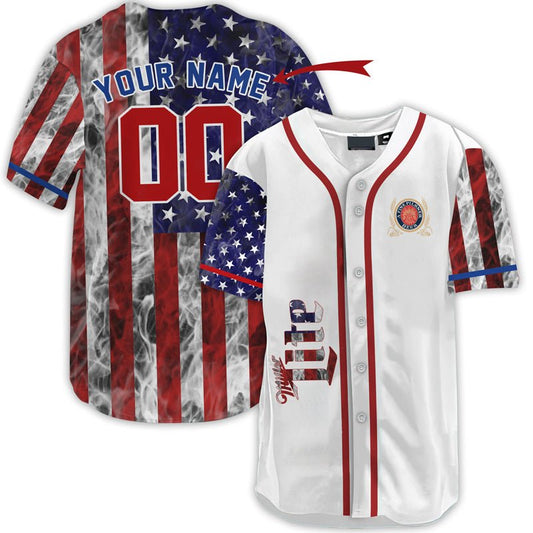 Personalized Miller Lite Patriot Baseball Jersey - VinoVogue.com