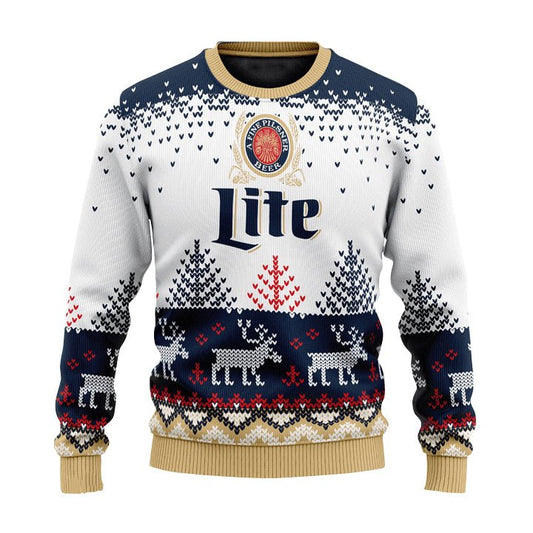 Personalized Miller Lite Reindeer Christmas Ugly Sweater - VinoVogue.com