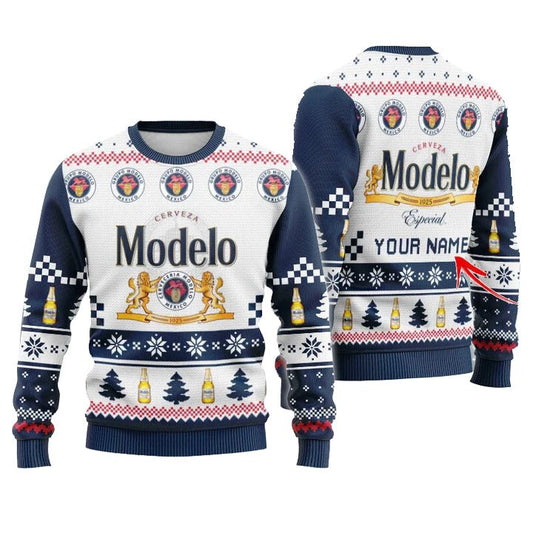 Personalized Modelo Christmas Star Ugly Sweater - VinoVogue.com