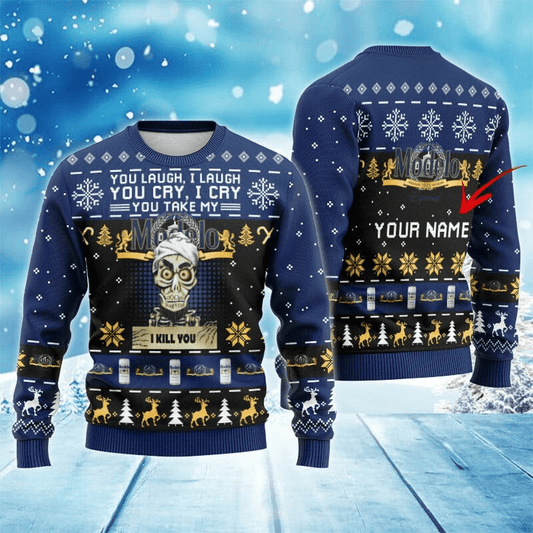 Personalized Modelo Funny Skeleton Ugly Sweater - VinoVogue.com