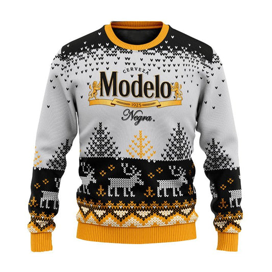 Personalized Modelo Reindeer Christmas Ugly Sweater - VinoVogue.com