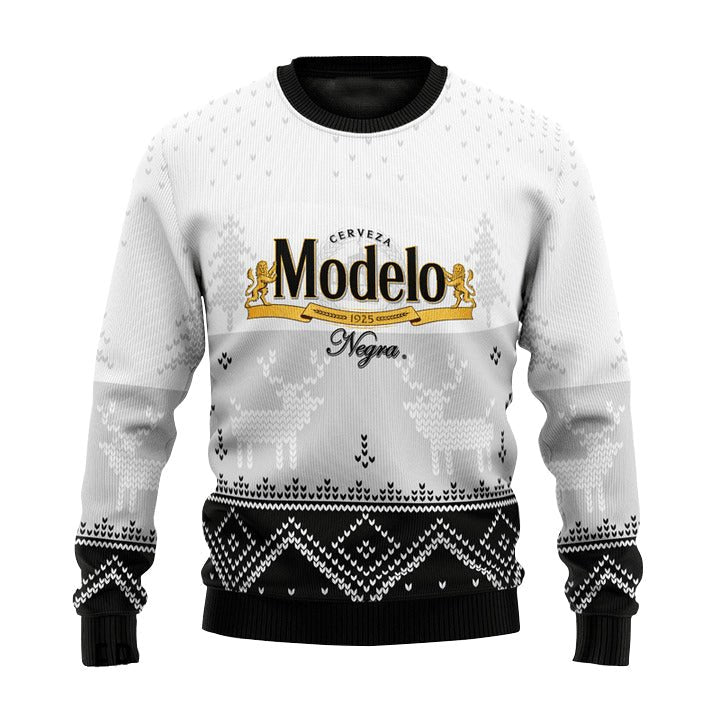 Personalized Modelo Winter Reindeer Ugly Sweater - VinoVogue.com