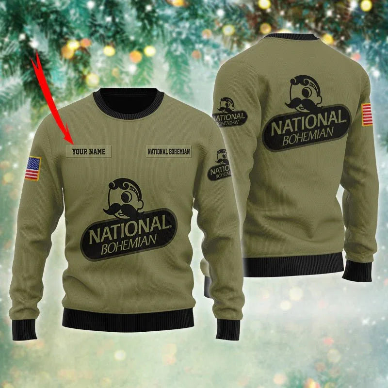 Personalized National Bohemian USA Flag Ugly Sweater - VinoVogue.com