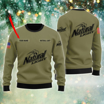 Personalized Natural Light USA Flag Ugly Sweater - VinoVogue.com