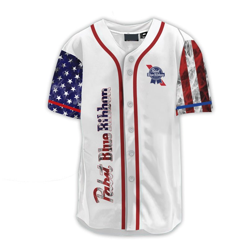 Personalized Pabst Blue Ribbon Patriot Baseball Jersey - VinoVogue.com