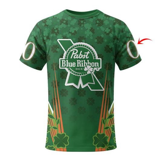 Personalized Pabst Blue Ribbon St Patrick's Day T-Shirt - VinoVogue.com