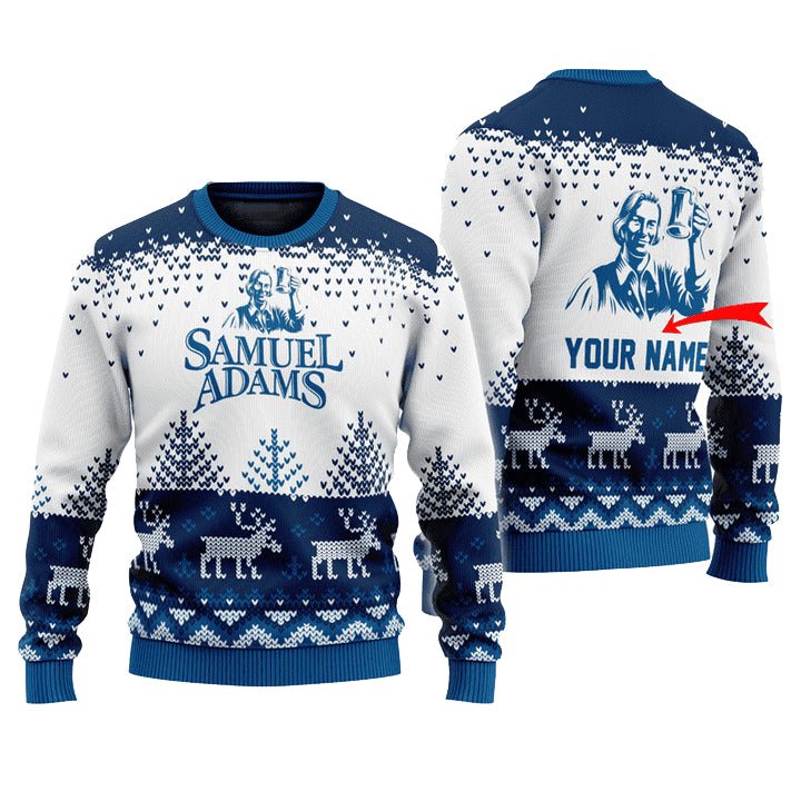 Personalized Samuel Adams Reindeer Christmas Ugly Sweater - VinoVogue.com