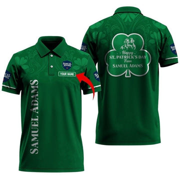 Personalized Samuel Adams St Patrick's Shamrock Polo Shirt - VinoVogue.com