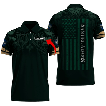 Personalized Samuel Adams St Patrick's USA Flag Polo Shirt - VinoVogue.com