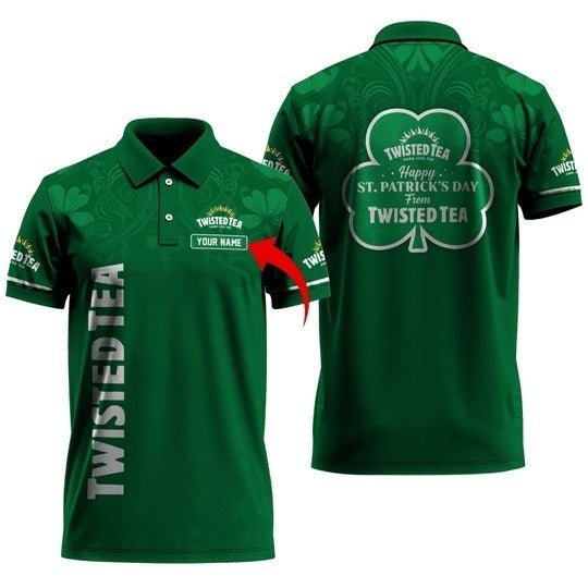 Personalized Twisted Tea St Patrick's Shamrock Polo Shirt - VinoVogue.com