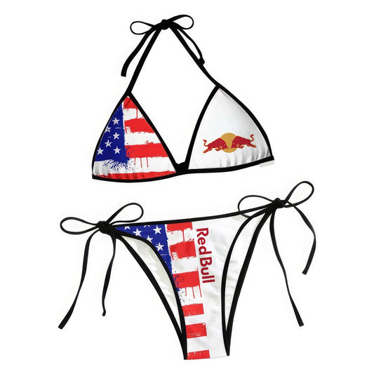 Red Bull American Flag Triangle Beach Bikini - VinoVogue.com
