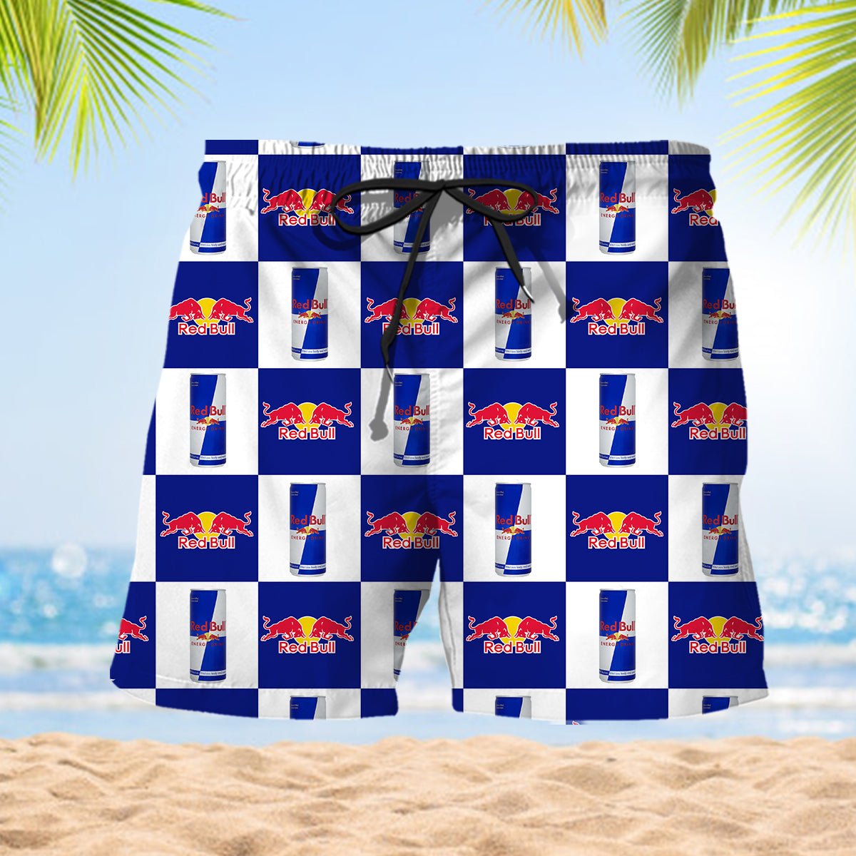 Red Bull Gingham Hawaiian Shirt And Shorts Set - VinoVogue.com