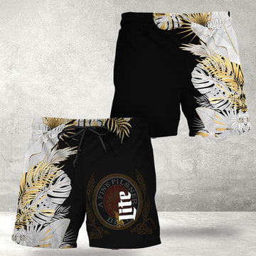 Miller Lite Tropical Kentia Palm Swim Trunks - VinoVogue.com