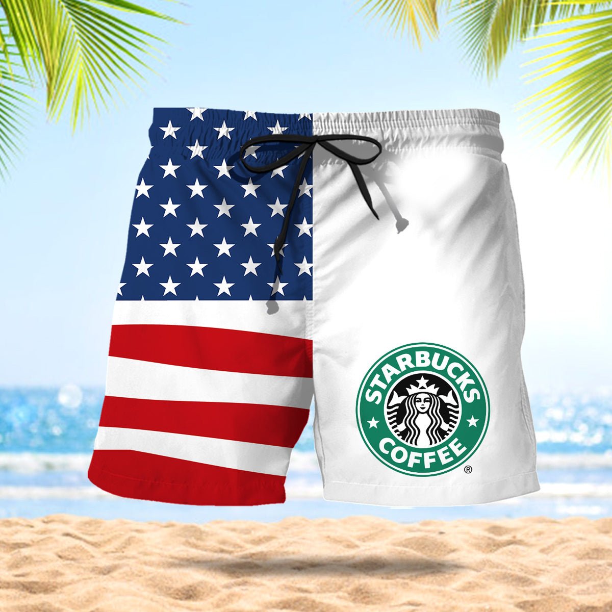 Starbucks American Flag Summer Swim Trunks - VinoVogue.com