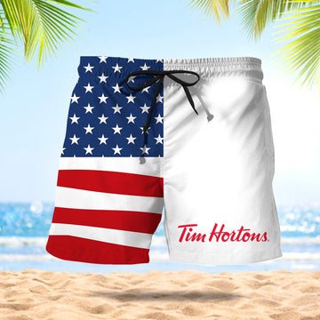 Tim Hortons American Flag Swim Trunks - VinoVogue.com