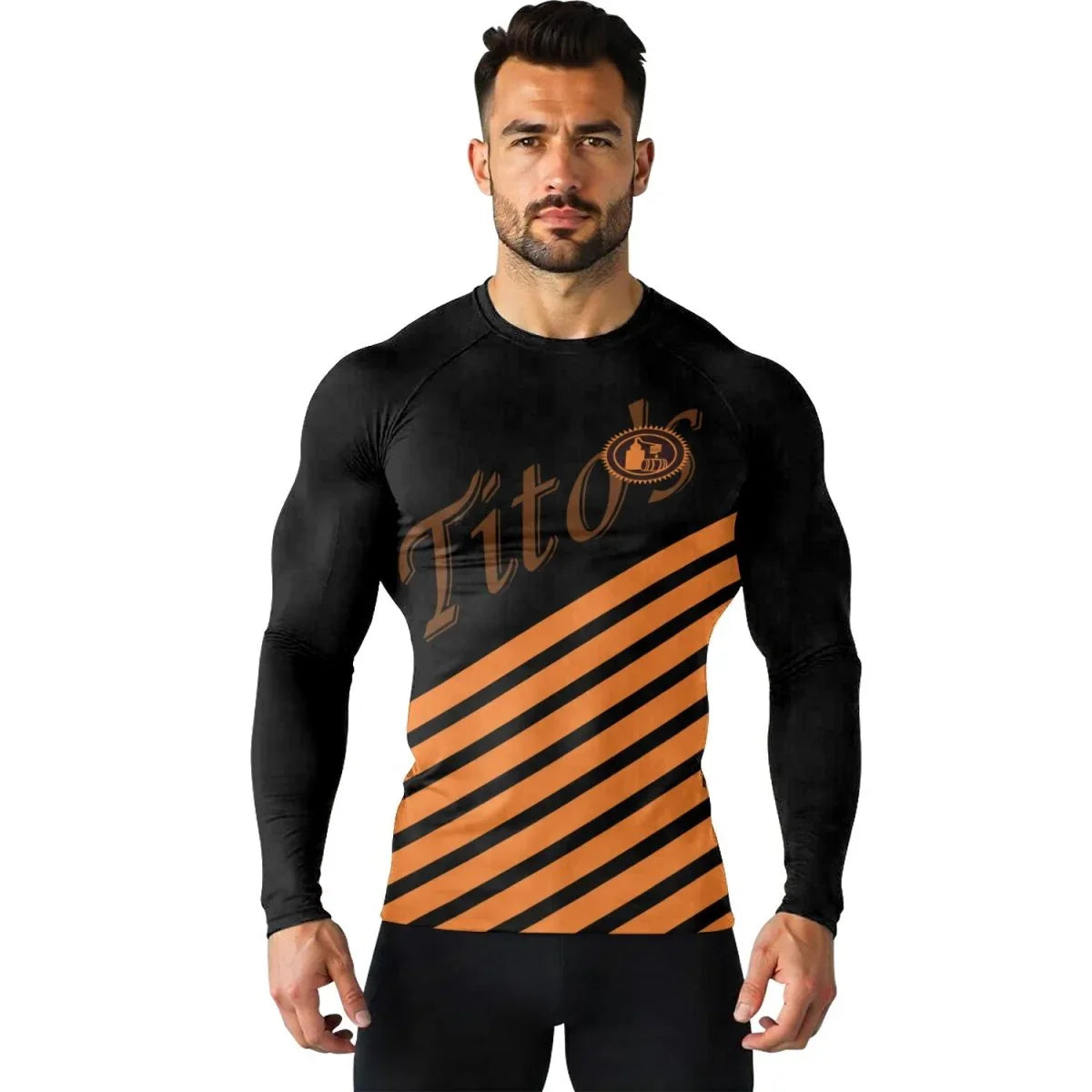 Tito's Diagonal Stripe Rash Guard | Compression Shirt