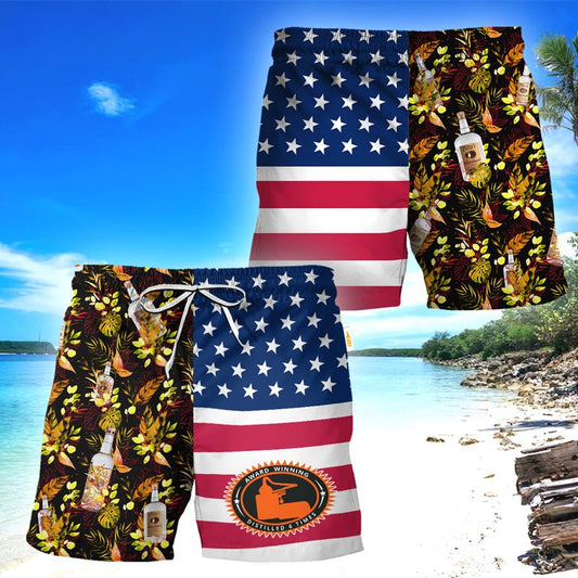 Tito's Tropical American Flag Swim Trunks - VinoVogue.com