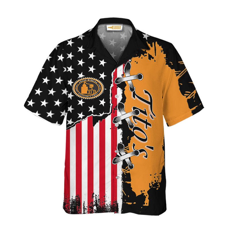 Tito's Vodka USA Flag Patriotic Hawaiian Shirt - VinoVogue.com