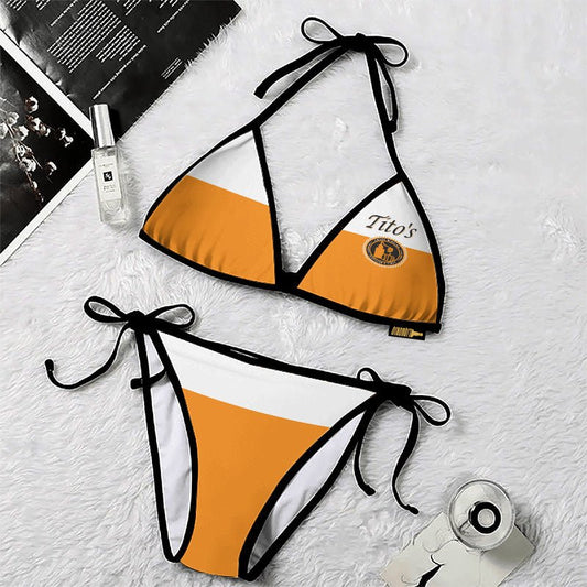 Tito's Stripes Triangle Beach Bikini - VinoVogue.com