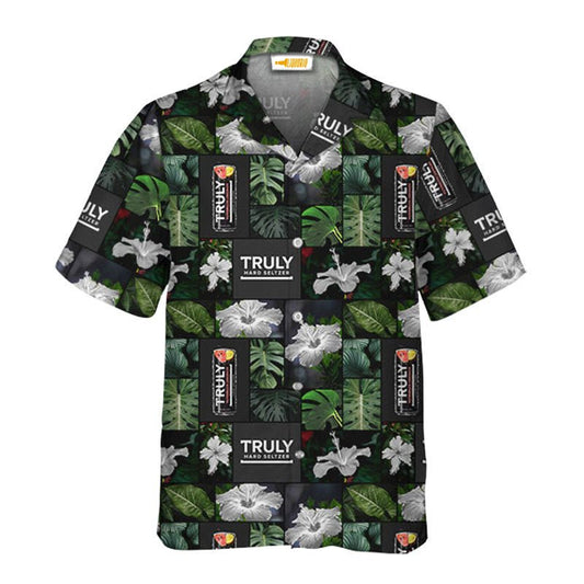 Truly Hard Seltzer Tropical Hibiscus Flower Hawaiian Shirt - VinoVogue.com