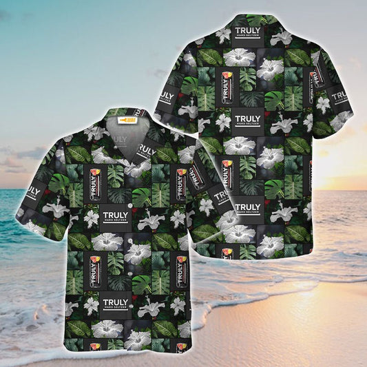 Truly Hard Seltzer Tropical Hibiscus Flower Hawaiian Shirt - VinoVogue.com