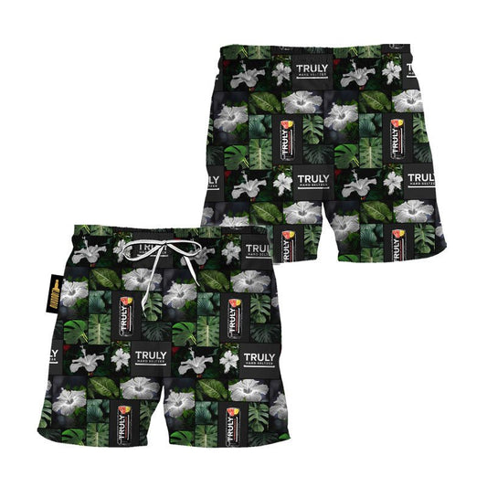 Truly Hard Seltzer Tropical Hibiscus Flower Swim Trunks - VinoVogue.com