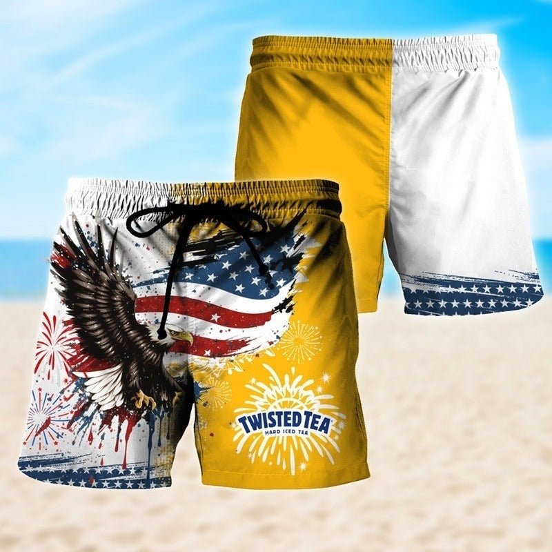 Twisted Tea Eagle of Freedom Swim Trunks - VinoVogue.com