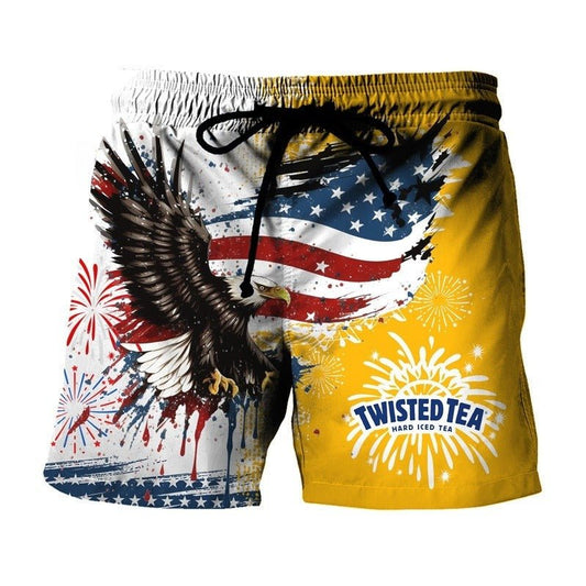 Twisted Tea Eagle of Freedom Swim Trunks - VinoVogue.com