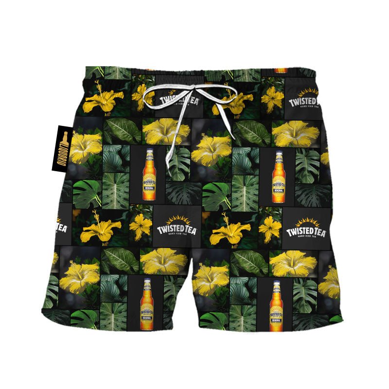 Twisted Tea Tropical Hibiscus Flower Swim Trunks - VinoVogue.com