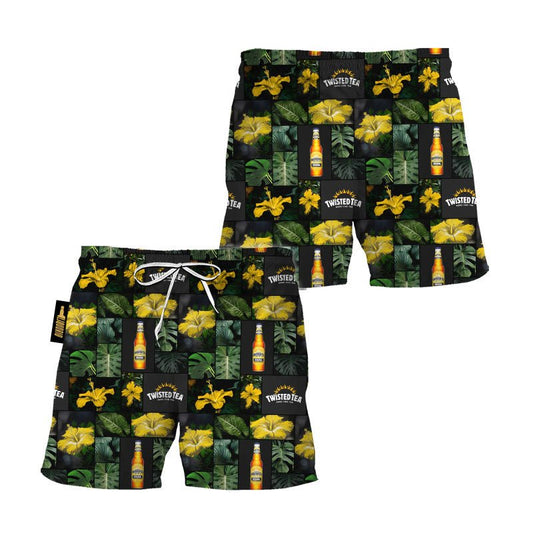 Twisted Tea Tropical Hibiscus Flower Swim Trunks - VinoVogue.com