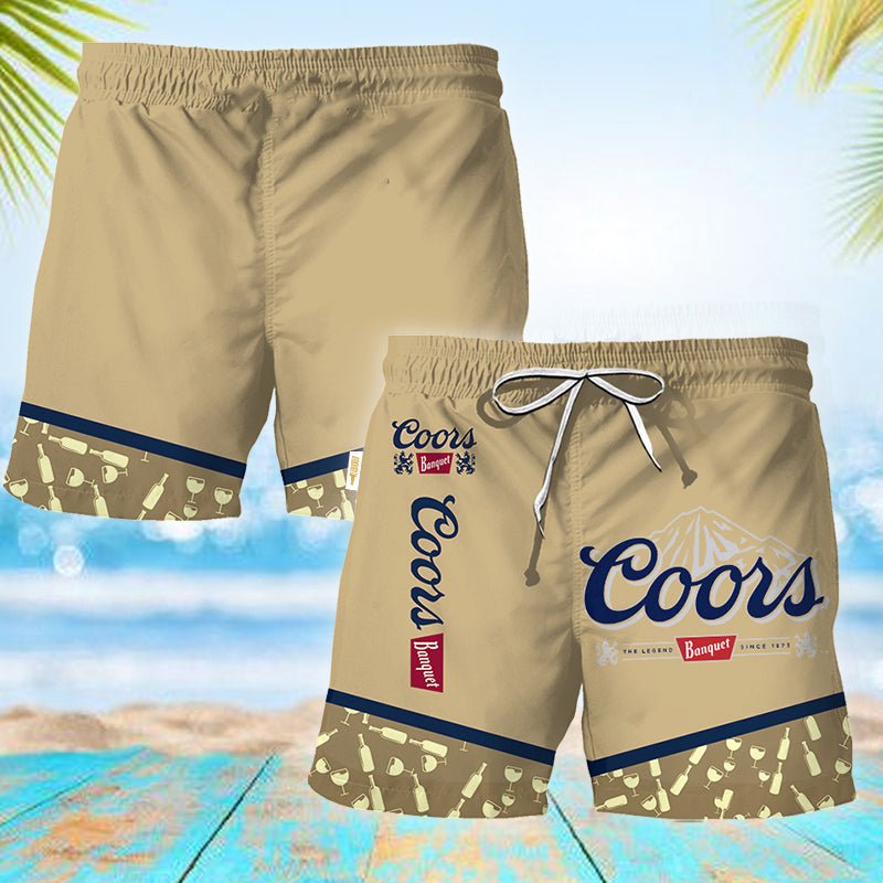 Coors Banquet Bottle Pattern Swim Trunks - VinoVogue.com