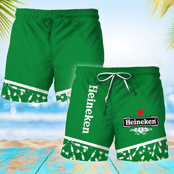 Heineken Bottle Pattern Swim Trunks - VinoVogue.com