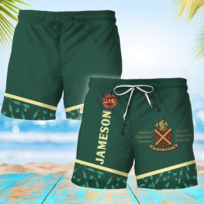 Jameson Bottle Pattern Swim Trunks - VinoVogue.com